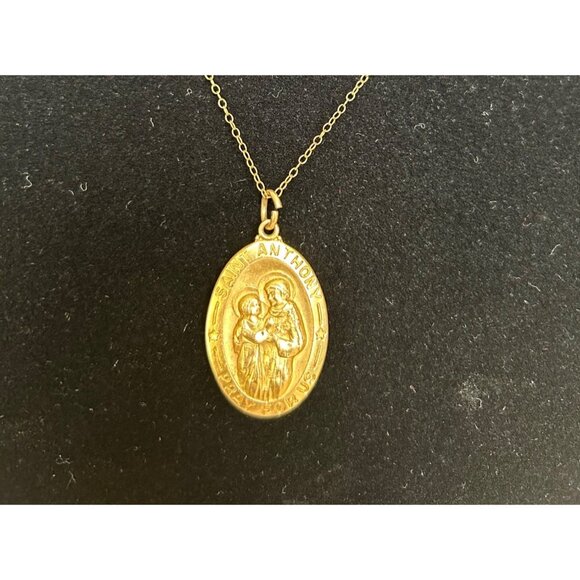 Vintage1/2014KGF 1" ST ANTHONY - Antoni Madonna di Pompei Catholic Necklace H53 - Picture 1 of 8